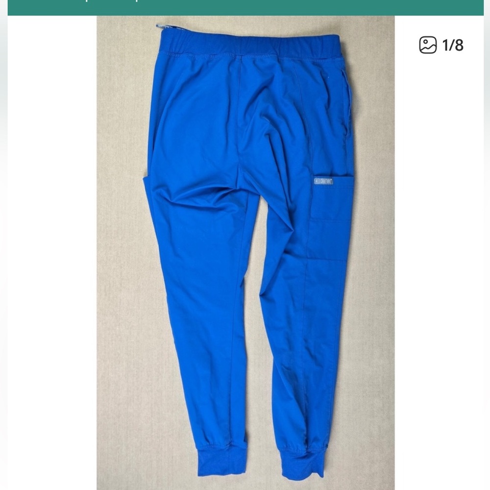 Med Couture Peaches Royal Blue Scrub Top and Pants Set - Picture 6 of 14